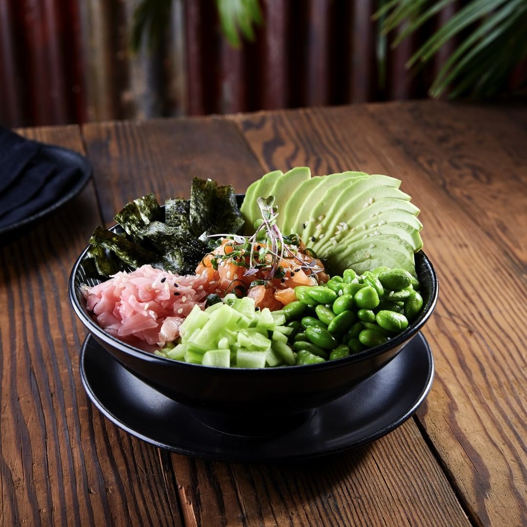 Salmon poke bowl at Jozi Gin Morningside